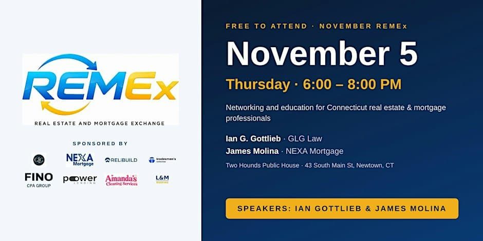 Image from the organizer’s page for REMEx November: Real Estate & Mortgage Networking | Newtown CT