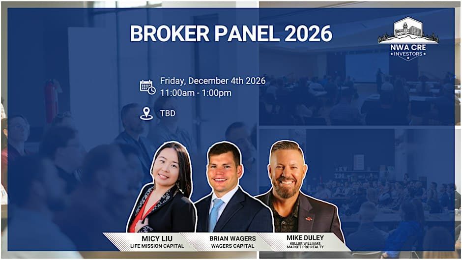 Image from the organizer&rsquo;s page for NWA CRE Investors Broker Panel 2026